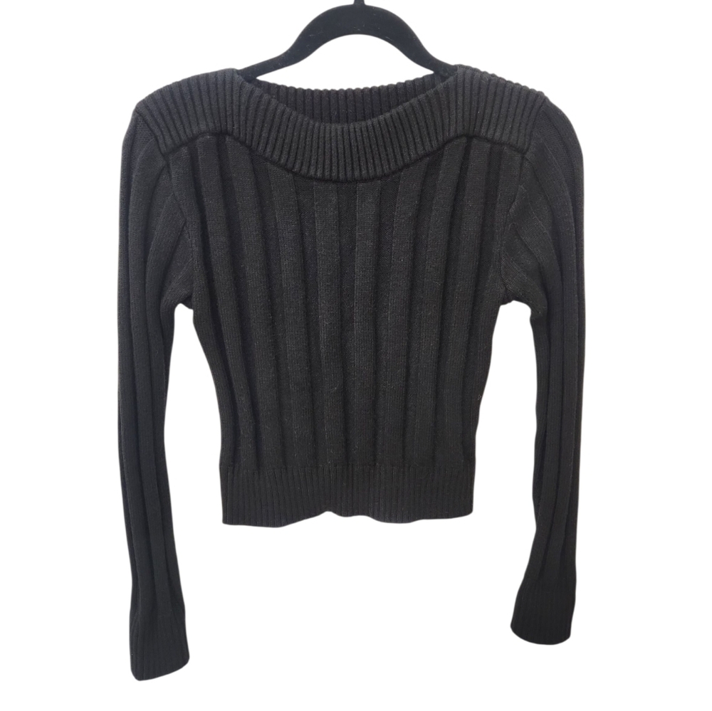 Steve Madden Black Ribbed Knit Sweater – Size S